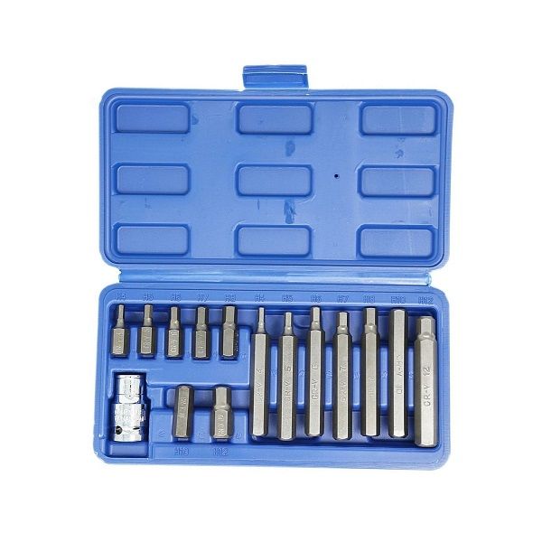 Allen Bit Hex Bit Wrench Key Socket set 15 Piece 1/2 Drive Vanadium