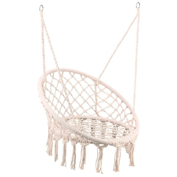 Hand-Woven Cotton Rope Tassels Hammock Hanging Chair - Load Capacity 150kg