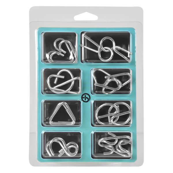 Set of 8 - 3D Metal Wire Puzzle Challenge Brain Teaser