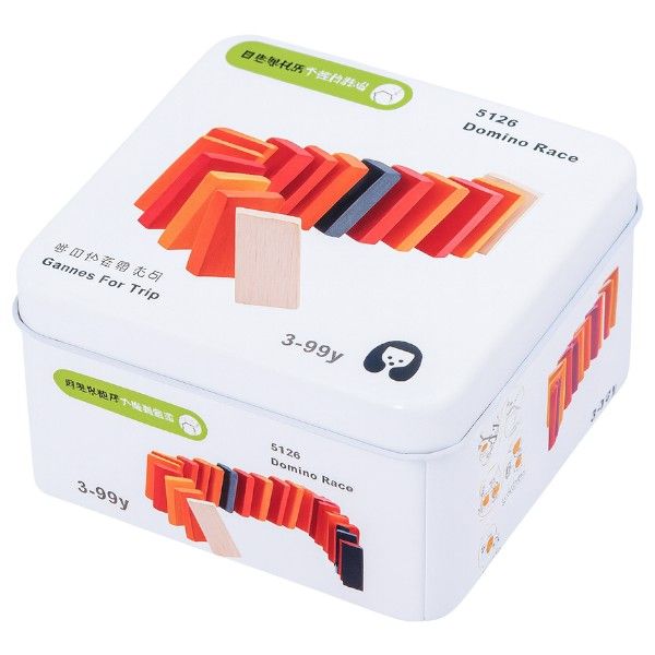 Montessori Wooden Puzzle Cube and Domino Playset - Red
