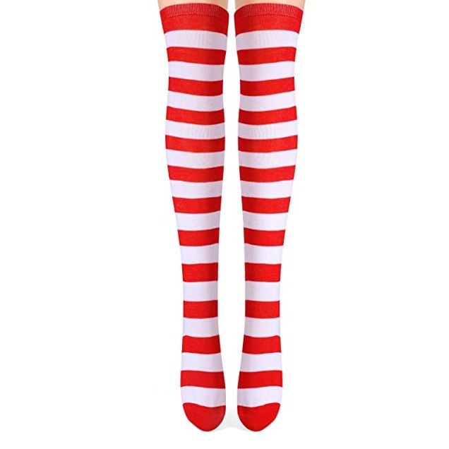 Christmas Sexy Elf Over Knee Long Striped Stockings