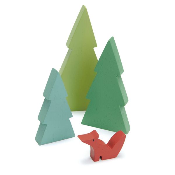 Tender Leaf Wooden Fir Tree Tops Accessory set
