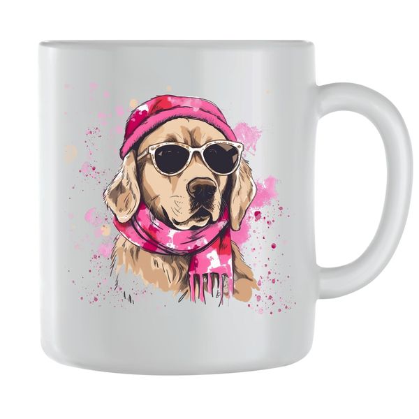 Pink GR Coffee Mugs for Men Women Trendy Golden Retriever Graphic Cups 109