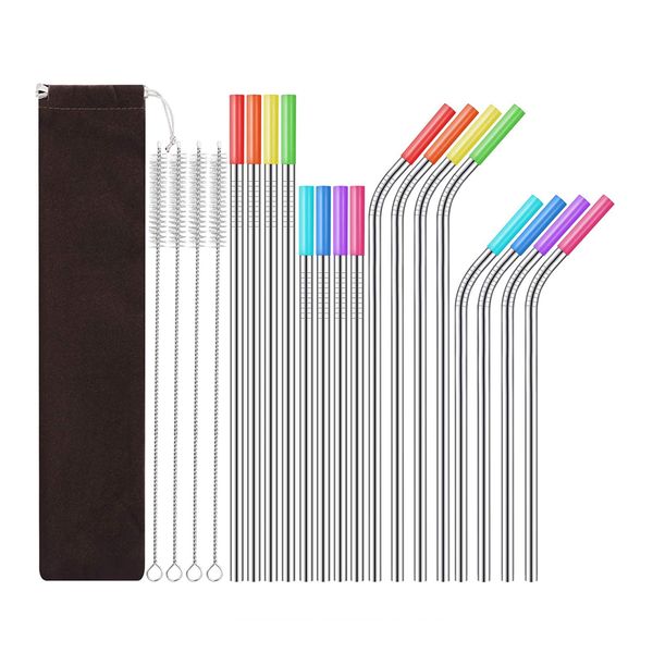 29-Piece Stainless Steel Straw Set, Titanium-Plated Color, Safe Material