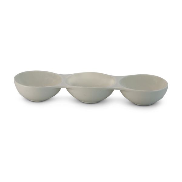 Plate - Kitchen Accessories - Ceramic - 3 Grid - Round - White - Single