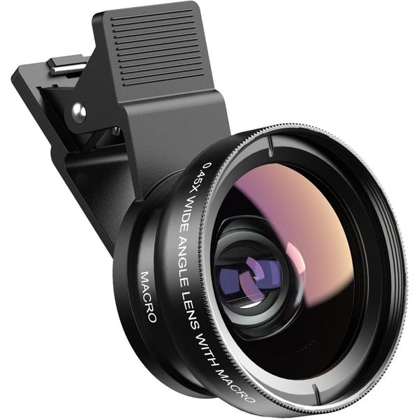 Mobile Phone Lens,2 Functions Mobile Phone Lens 0.45X Wide Angle Len Macro