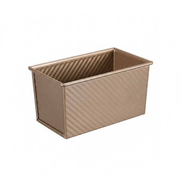Corrugated Toast Bread Mold With Lid - Gold
