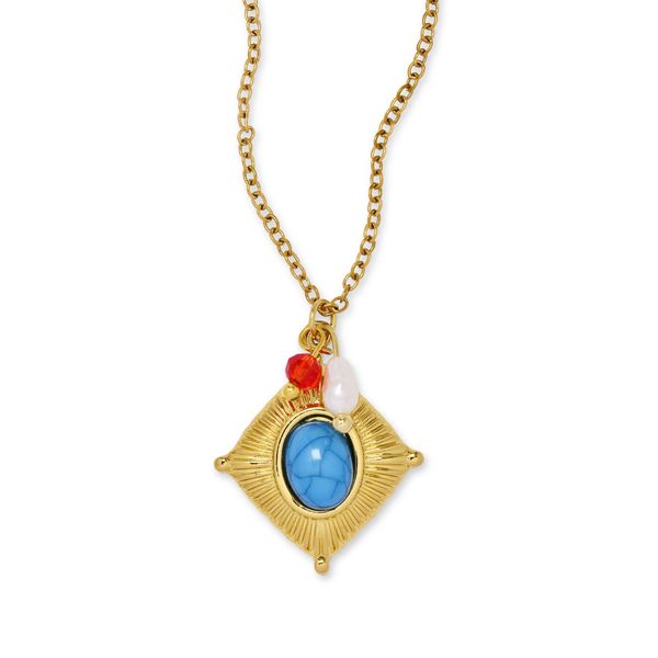 Lily &amp; Rose Waterproof Stainless Steel Textured Diamond Shape Necklace