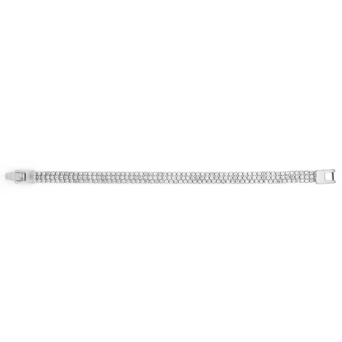 Silver Tone Tennis Bracelet With 3 Crystal Strands | Buy Online in ...