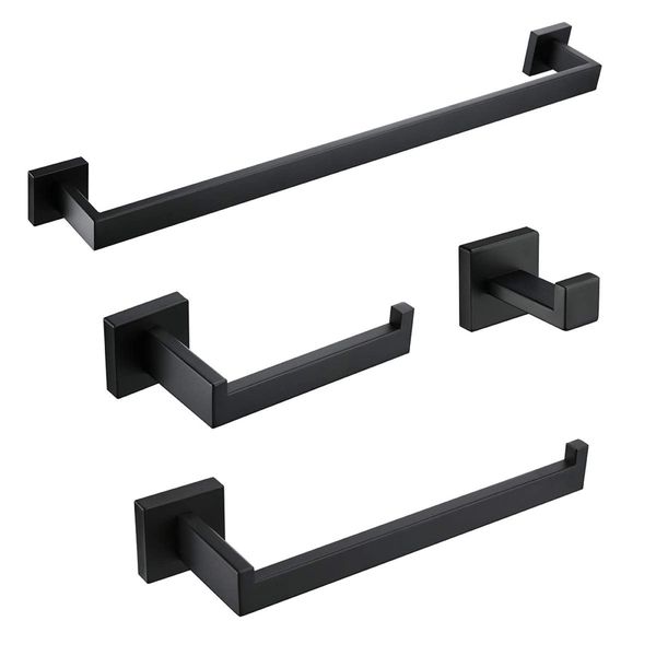Stainless Steel 4Pc Bathroom Towel Holder - Wall Mount Polished Chrome