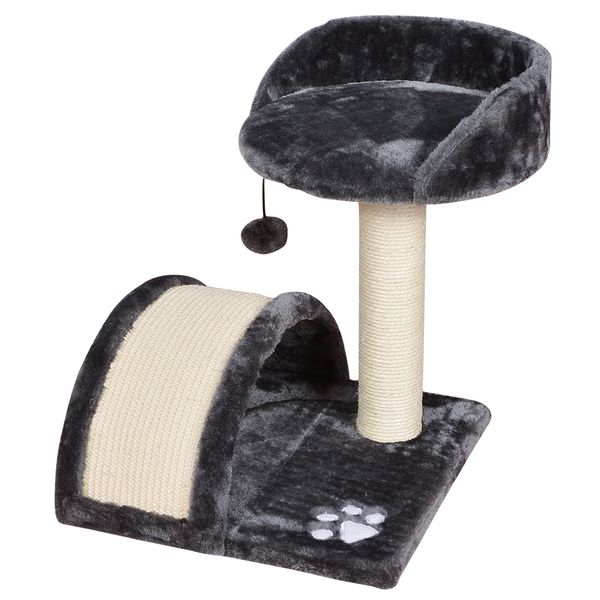 WigWagga - Plush and Sisal Wrapped Cat Scratching Post Tower - Dark Grey