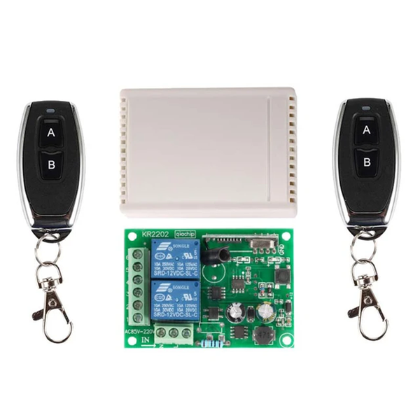 Wireless 12V 2-Channel Relay Module With 2 RF Remote Control (433MHz)
