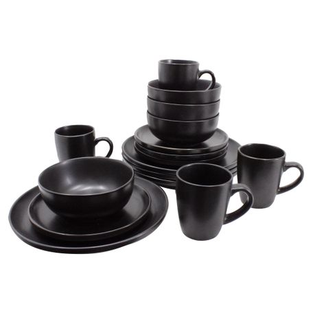 Black stoneware dinner outlet set