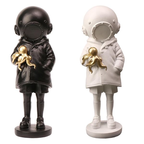 Decor 2 Piece Statue 22.8cm Deep Sea Drive Girl Figurine - Modern Art Ornament