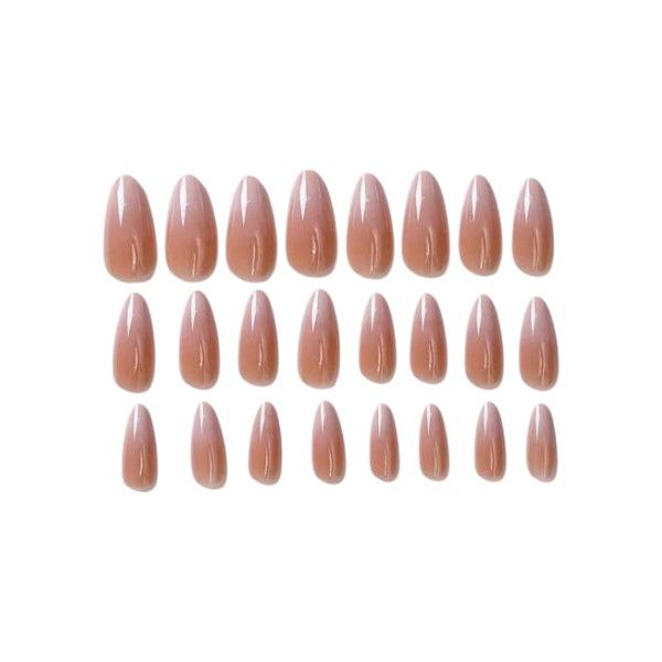 24 Piece - Almond Shaped Press On Nails With Chrome Finish - Burnt Pink