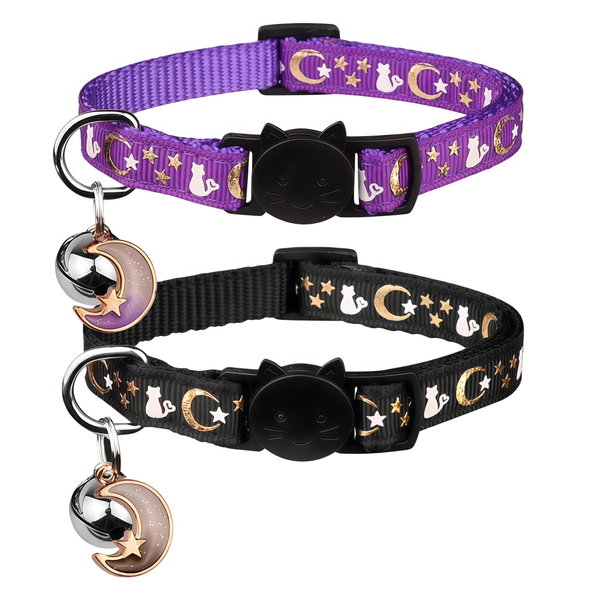 Kingdushi 2Pack Glow In The Dark Cat Collars With Bell,Breakaway Adjustable