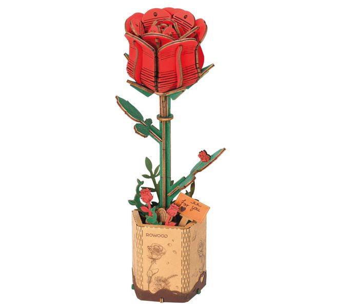 Robotime Wooden Bloom Craft - Red Rose - 106 Pieces