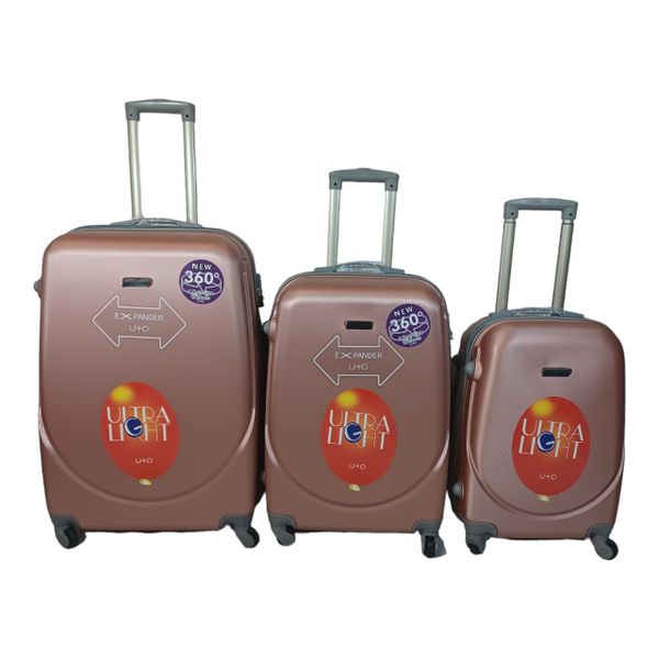 3 Piece Hard Outer Shell Luggage Set - Pink