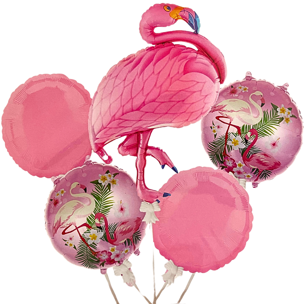 Flamingo Themed Balloon Assembly - Tropical and Elegant Party Decor - 5pc