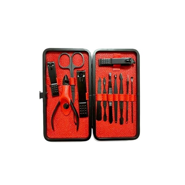 12 Piece Quality Manicure &amp; Pedicure Set Nail Clipper Kit - Black