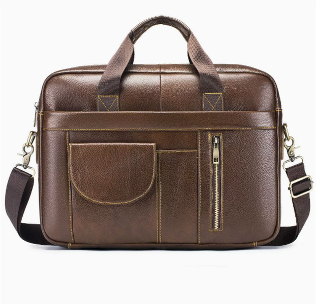 Retro 14-inch Leather Laptop Briefcase