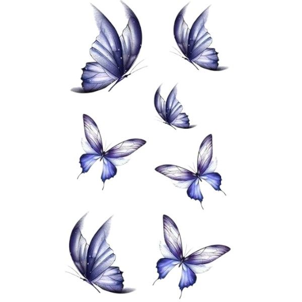 1 Kit - Fluttering Butterfly Temporary Tattoo - Purple