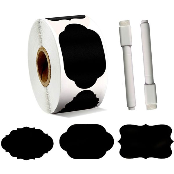 1 Roll of 300 Label Stickers with 2pcs White Chalk Markers