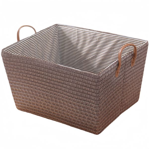 Foldable Woven Storage Basket Large Imitation Rattan Laundry Basket