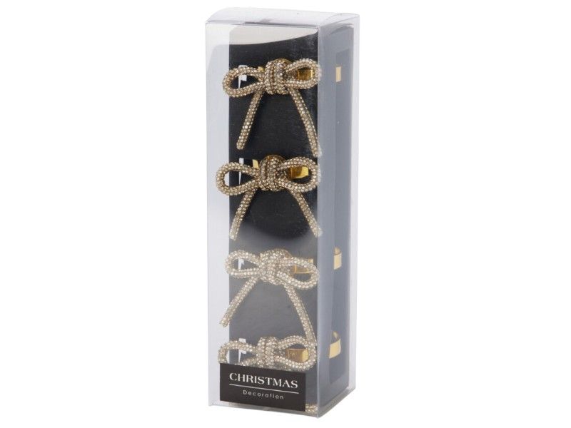 4PC Gold Bow Napkin Ring - Zinc, Elegant Festive Table Accent