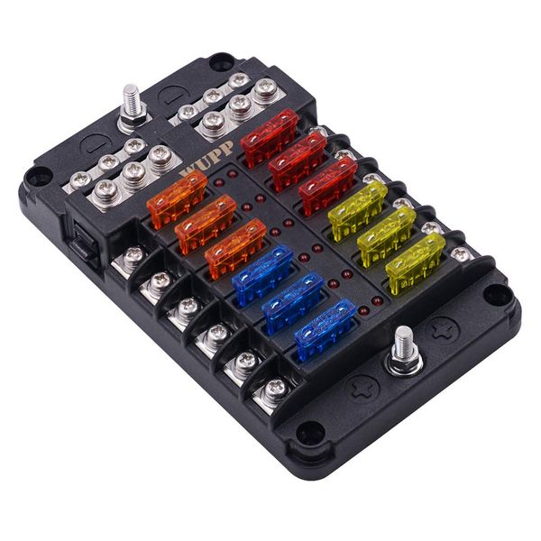 Boat Marine Fuse Block Panel with LED Warning Indicator Damp