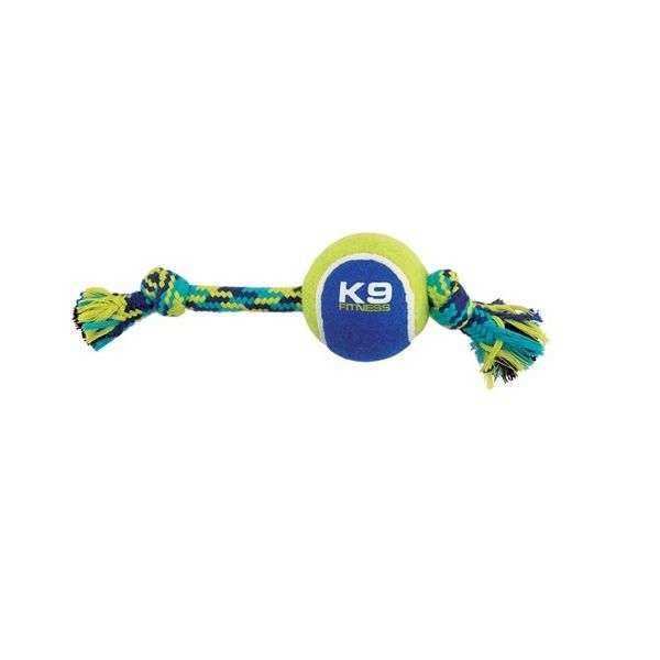 K9 Fitness Knotted Rope Bone with Tennis Ball - Medium
