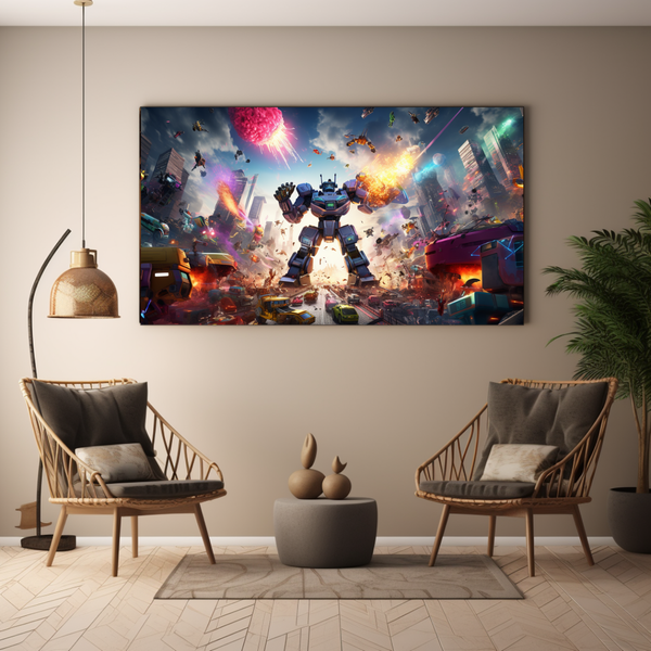 Canvas Wall Art - Robot Rampage - BK0045