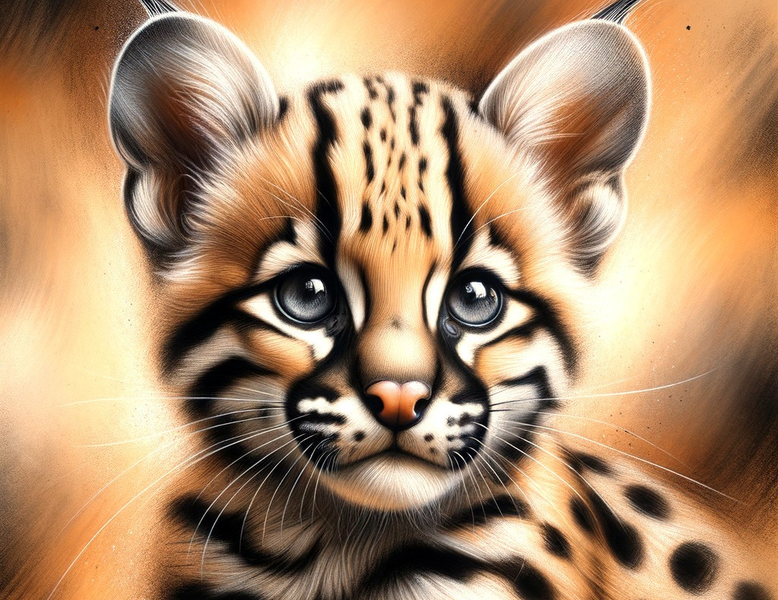 Canvas Wall Art Home Decor - Baby Ocelot