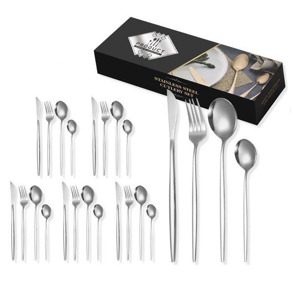 24-Piece Stainless Steel Cutlery Set - Silver