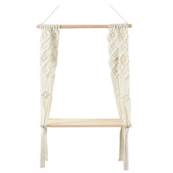 Home Decor Boho Macrame Tapestry Crochet Hanging Shelf Double Layer
