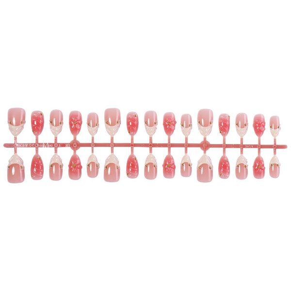 30-Piece Short Almond-Shaped Nail Art Set with Sparkling Blush, Pearl