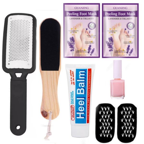 Dry Feet Care - Grinder, File, Peeling Mask, Socks, Cream &amp; Nail Polish