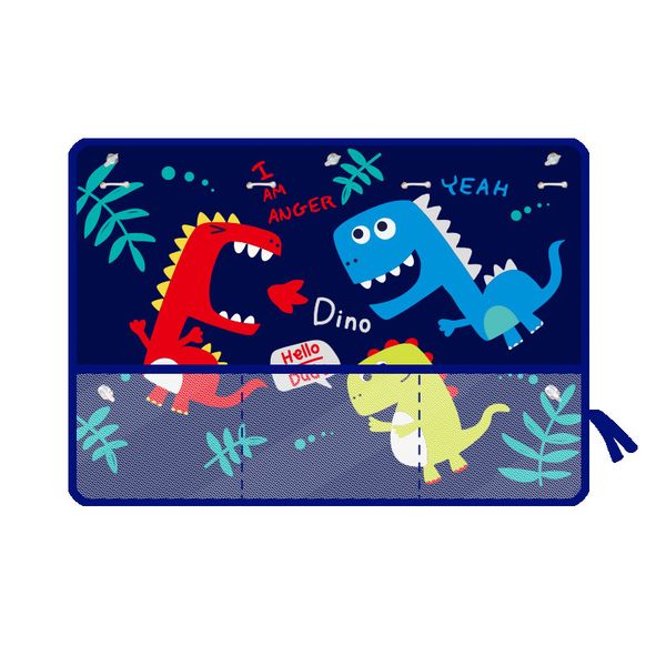 Cute Dinosaur Cartoon Car Side Window Sunshade Curtain with Mesh Pocket
