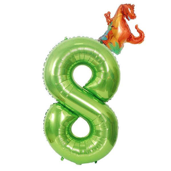 40 Inch Dinosaur Birthday Balloon Number 8 Large Size