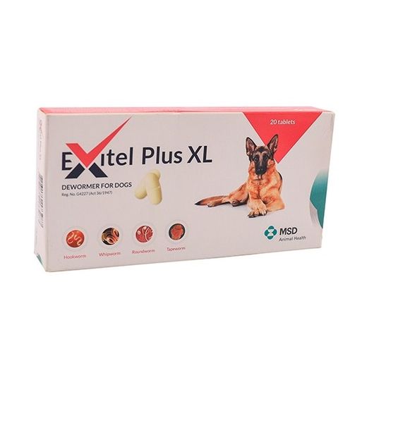 MSD - Exitel Plus XL Dewormer For Dogs 20 Tablets