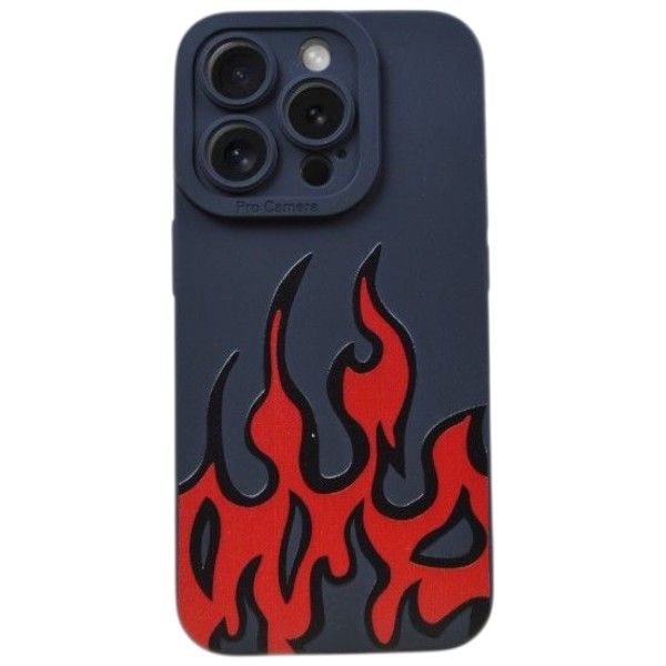 Bold Flame Design Phone Case Compatible With Phone 13 Pro Max- Black