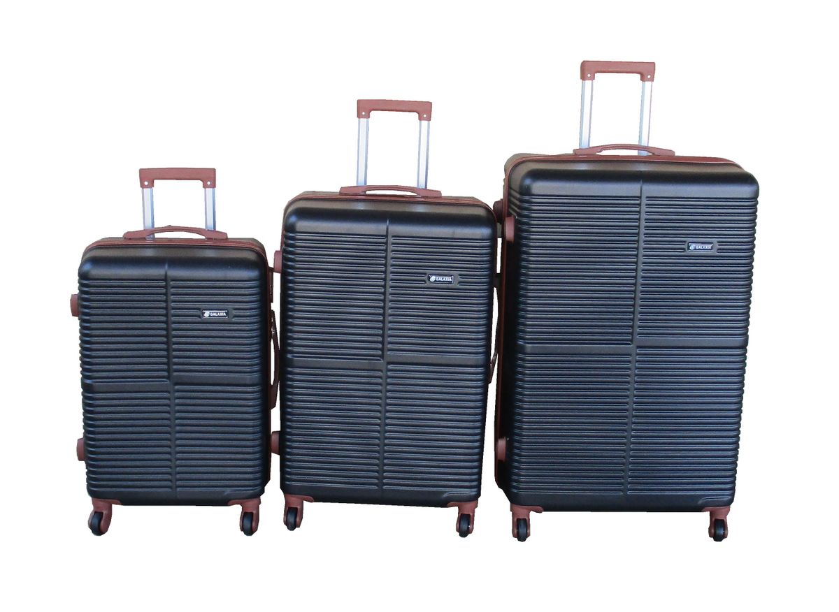 Galaxia 3-Piece Luggage Set - Hard Shell, Black & Burgundy