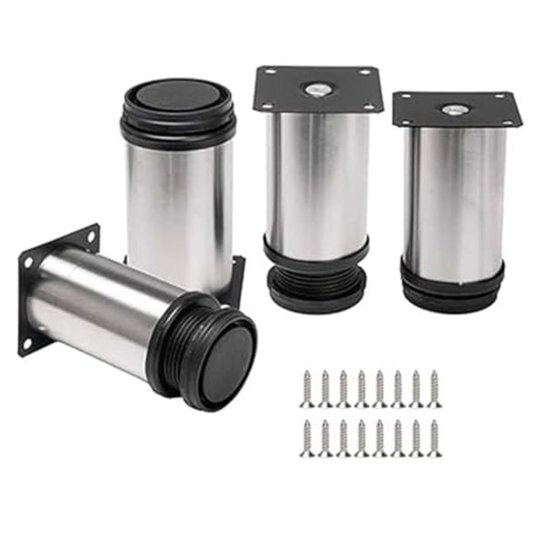 4Piece Adjustable Stainless Steel Cabinet Legs Furniture Support 50x100mm
