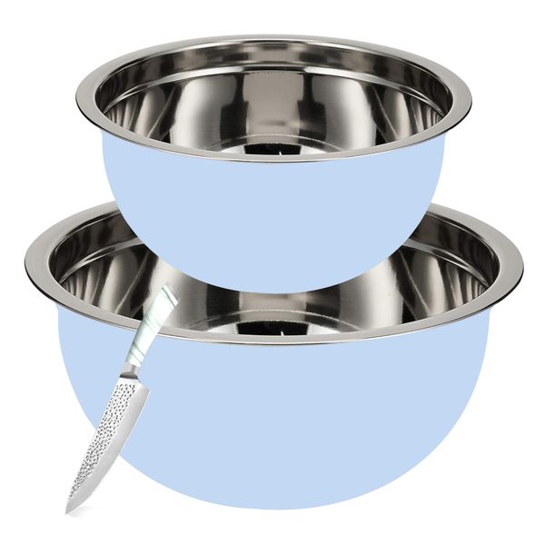 Stainless Steel Wide Edge Deep Mixing Bowl - Set of 3