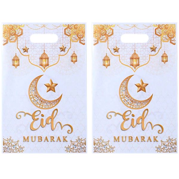 50 Piece Eid Mubarak Gift Bags - Decorative Crescent Moon Party Treat Bags