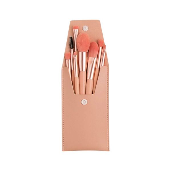8 Piece Mini Makeup Brush Set - Pink