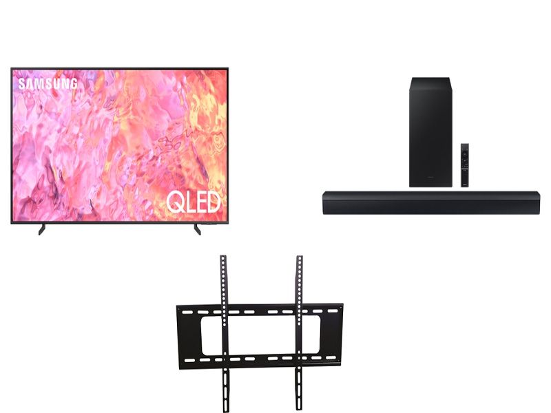 Samsung 75" Q60CA 4K Smart QLED Quantum Dot TV +Samsung HW-C450+TV Bracket