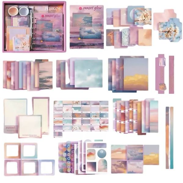 PEISKOS 155pcs Landscape DIY Journal Scrapbook Kit Stationary Art Craft Set