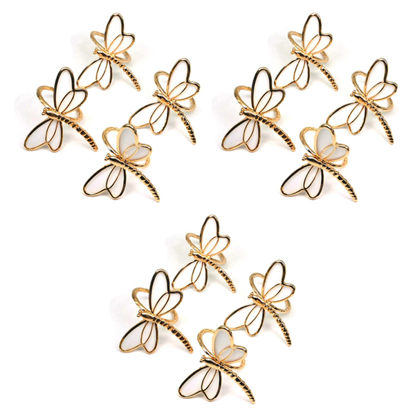 4 Piece Set Gold Dragonfly Napkin Ring Napkin Holder For Wedding