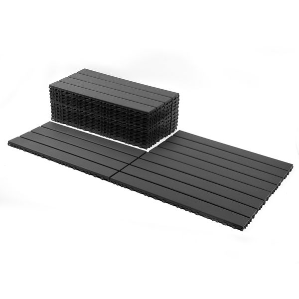 All-Weather Outdoor Deck Tiles - 24 PCs Waterproof 12x24" Patio Flooring